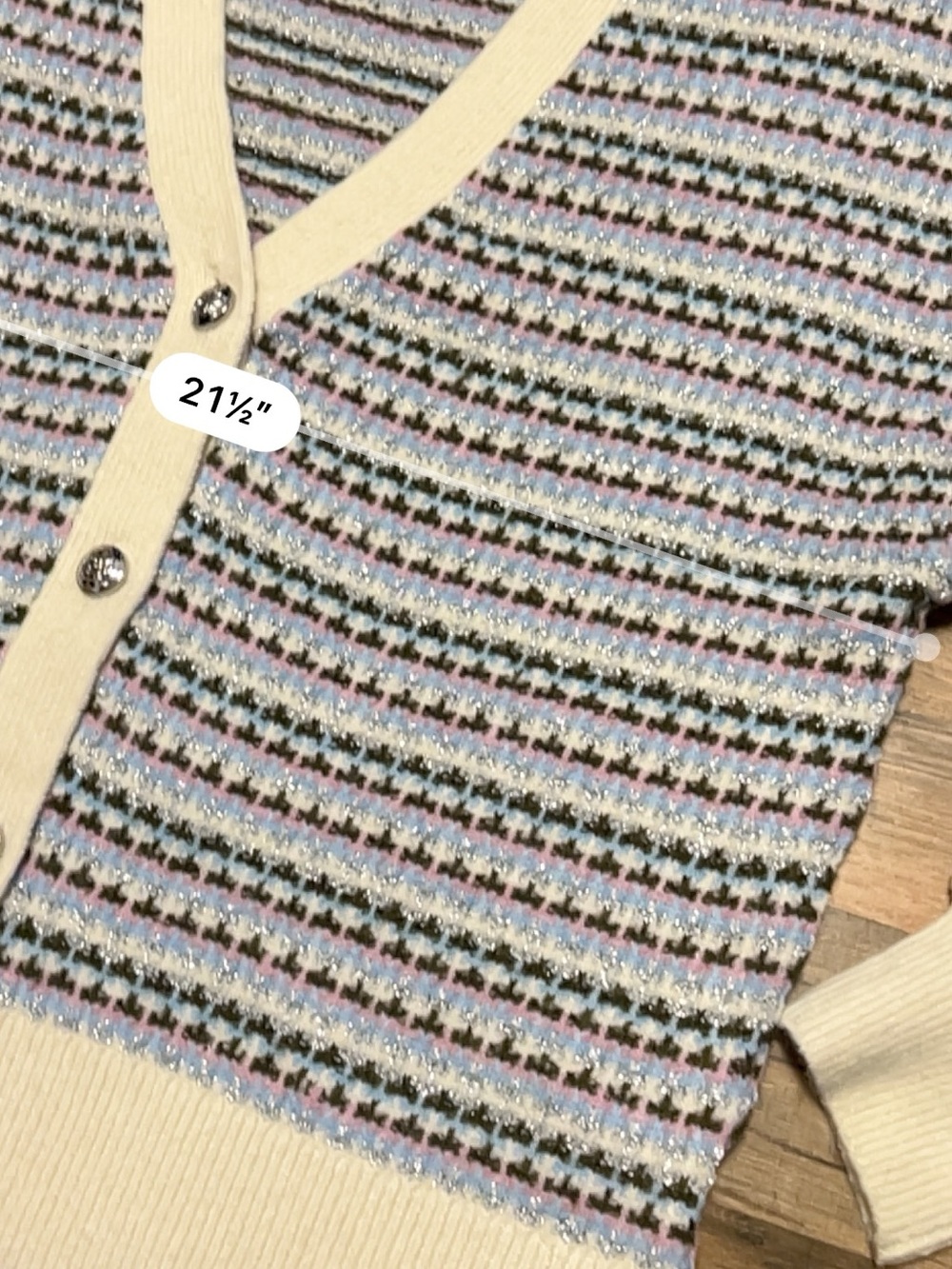 Talbots V-NECK CARDIGAN - BREEZY STRIPE Petite Large - Picture 9 of 10